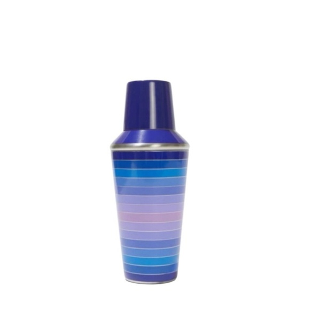 NEW Jonathan Adler Scala Blue & Purple‎ Stripe Stainless Steel Cocktail Shaker